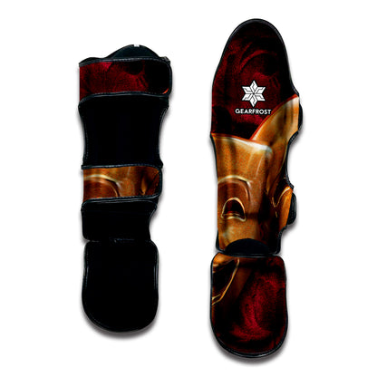 Comedy And Tragedy Theater Masks Print Muay Thai Shin Guard