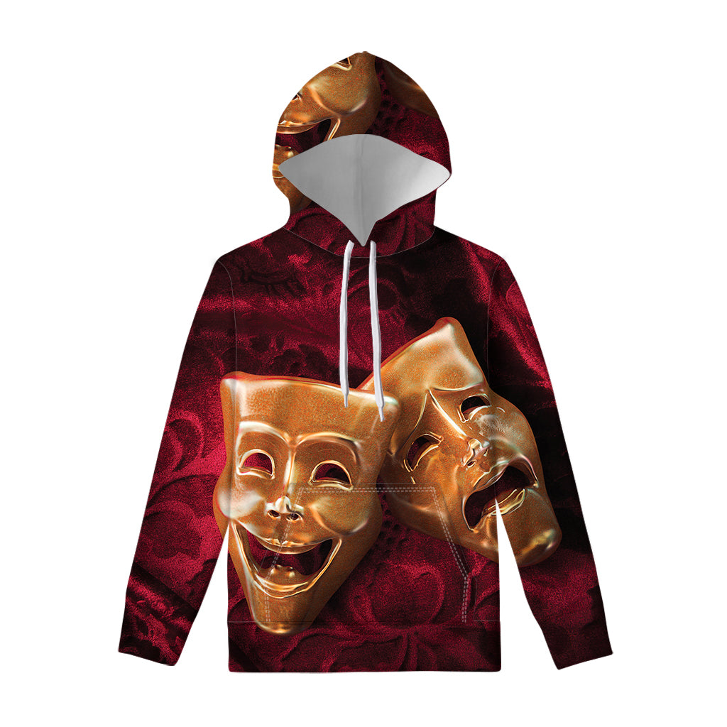Comedy And Tragedy Theater Masks Print Pullover Hoodie