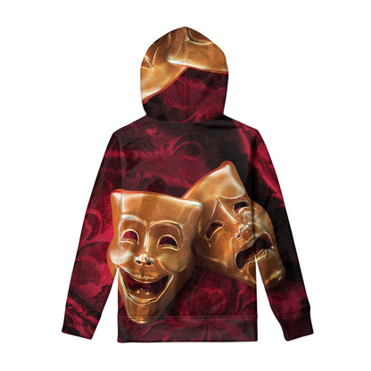 Comedy And Tragedy Theater Masks Print Pullover Hoodie