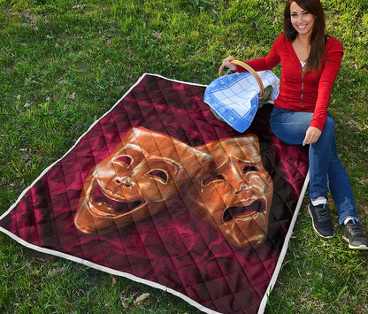 Comedy And Tragedy Theater Masks Print Quilt