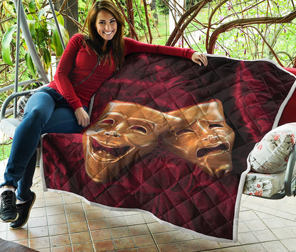 Comedy And Tragedy Theater Masks Print Quilt