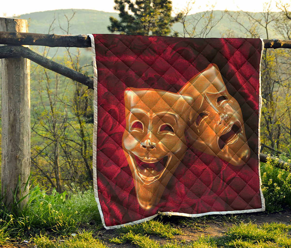Comedy And Tragedy Theater Masks Print Quilt