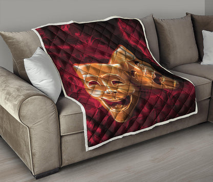 Comedy And Tragedy Theater Masks Print Quilt