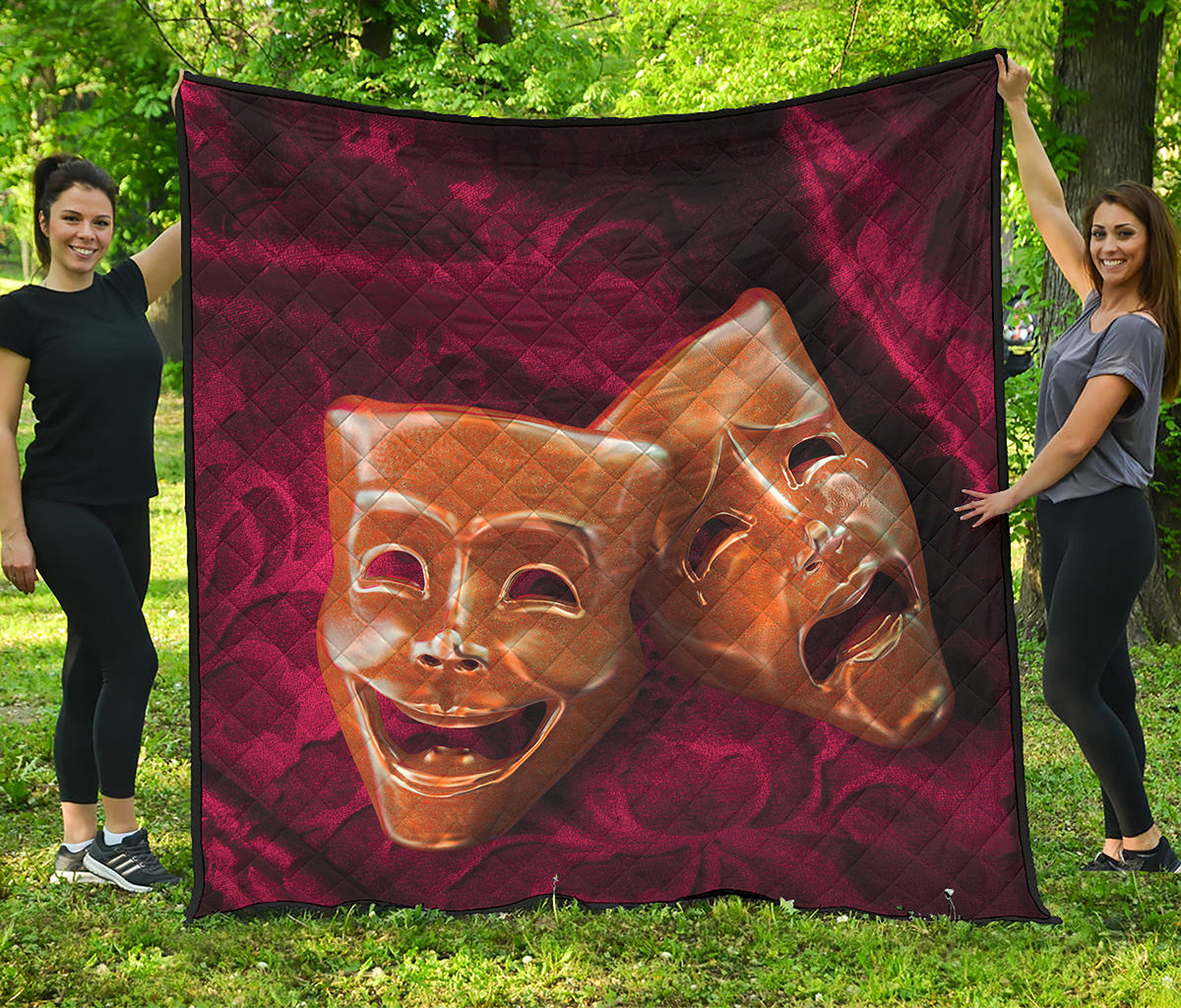 Comedy And Tragedy Theater Masks Print Quilt