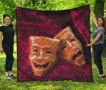 Comedy And Tragedy Theater Masks Print Quilt