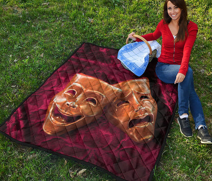 Comedy And Tragedy Theater Masks Print Quilt