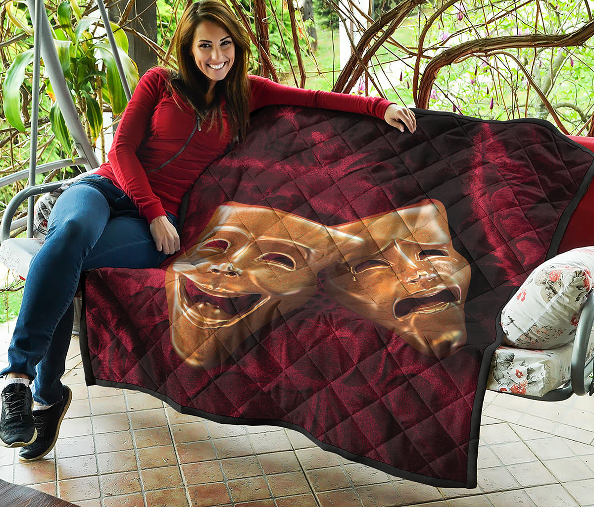 Comedy And Tragedy Theater Masks Print Quilt
