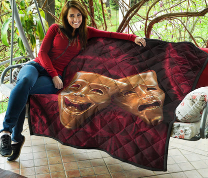 Comedy And Tragedy Theater Masks Print Quilt