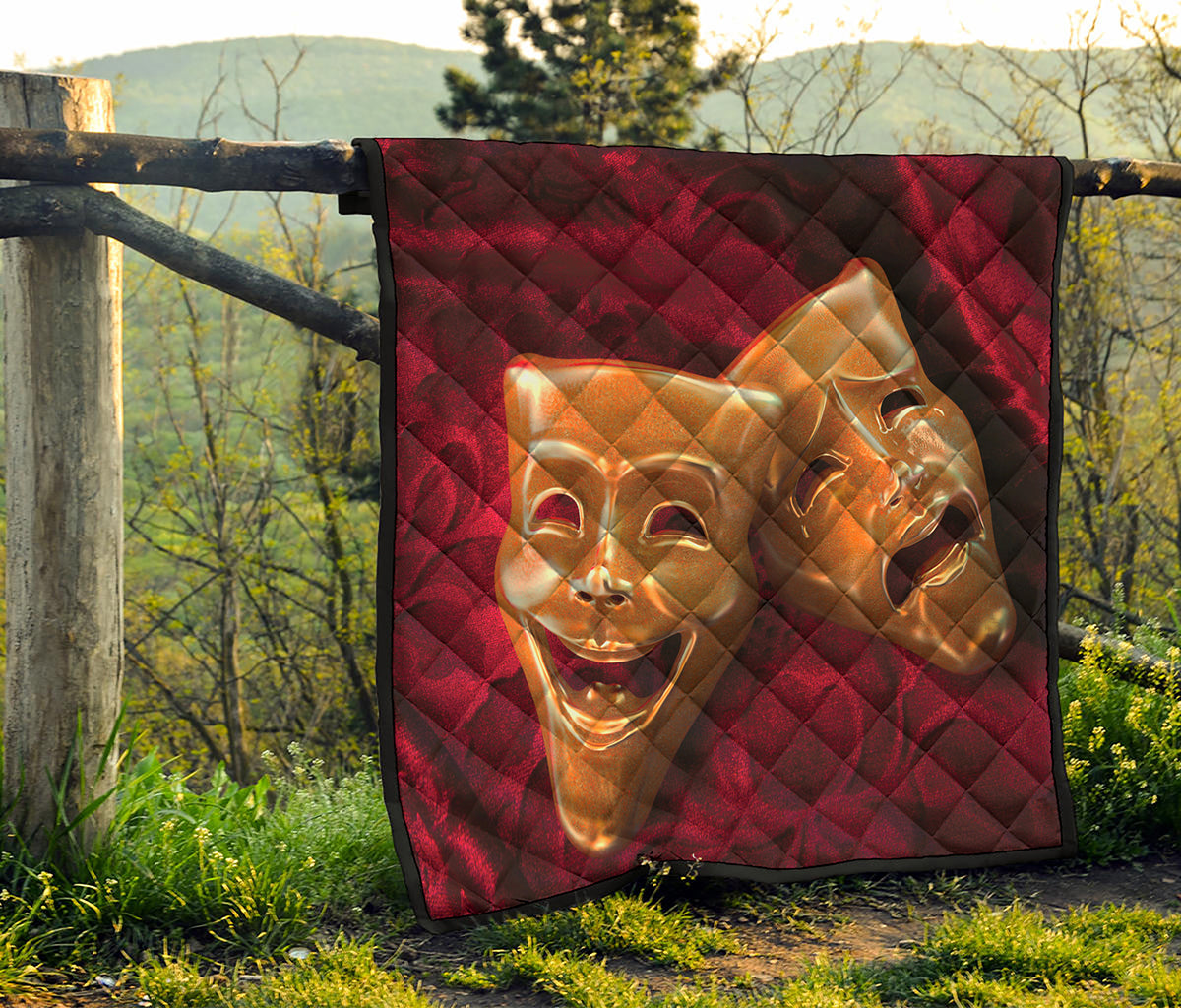 Comedy And Tragedy Theater Masks Print Quilt