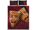 Comedy And Tragedy Theater Masks Print Quilt Bed Set