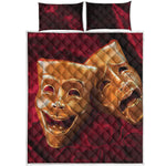 Comedy And Tragedy Theater Masks Print Quilt Bed Set