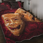 Comedy And Tragedy Theater Masks Print Quilt Bed Set