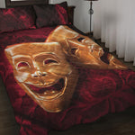 Comedy And Tragedy Theater Masks Print Quilt Bed Set