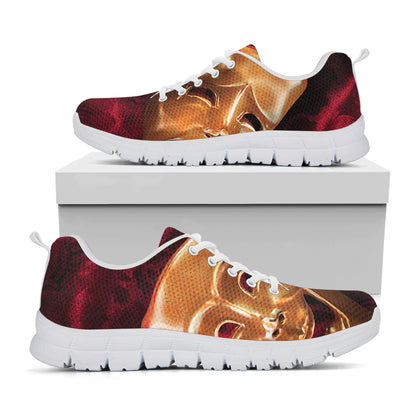 Comedy And Tragedy Theater Masks Print White Sneakers