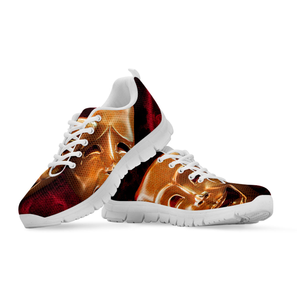 Comedy And Tragedy Theater Masks Print White Sneakers