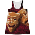 Comedy And Tragedy Theater Masks Print Women's Racerback Tank Top