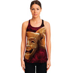 Comedy And Tragedy Theater Masks Print Women's Racerback Tank Top