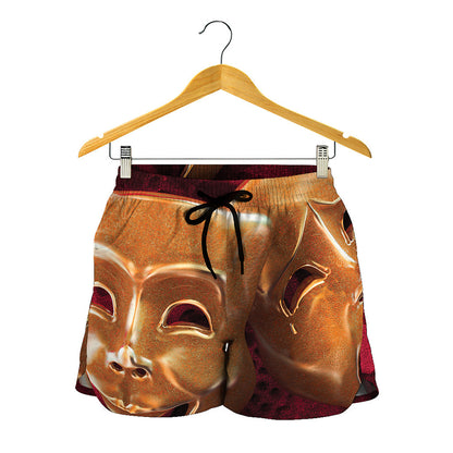Comedy And Tragedy Theater Masks Print Women's Shorts