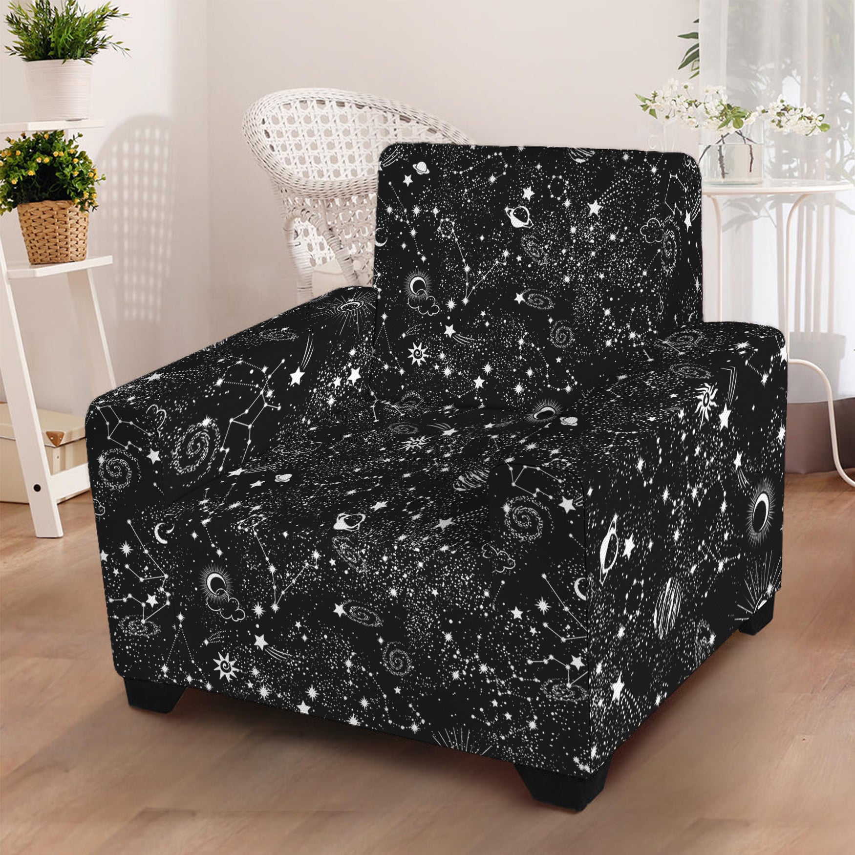 Constellation Galaxy Pattern Print Armchair Slipcover