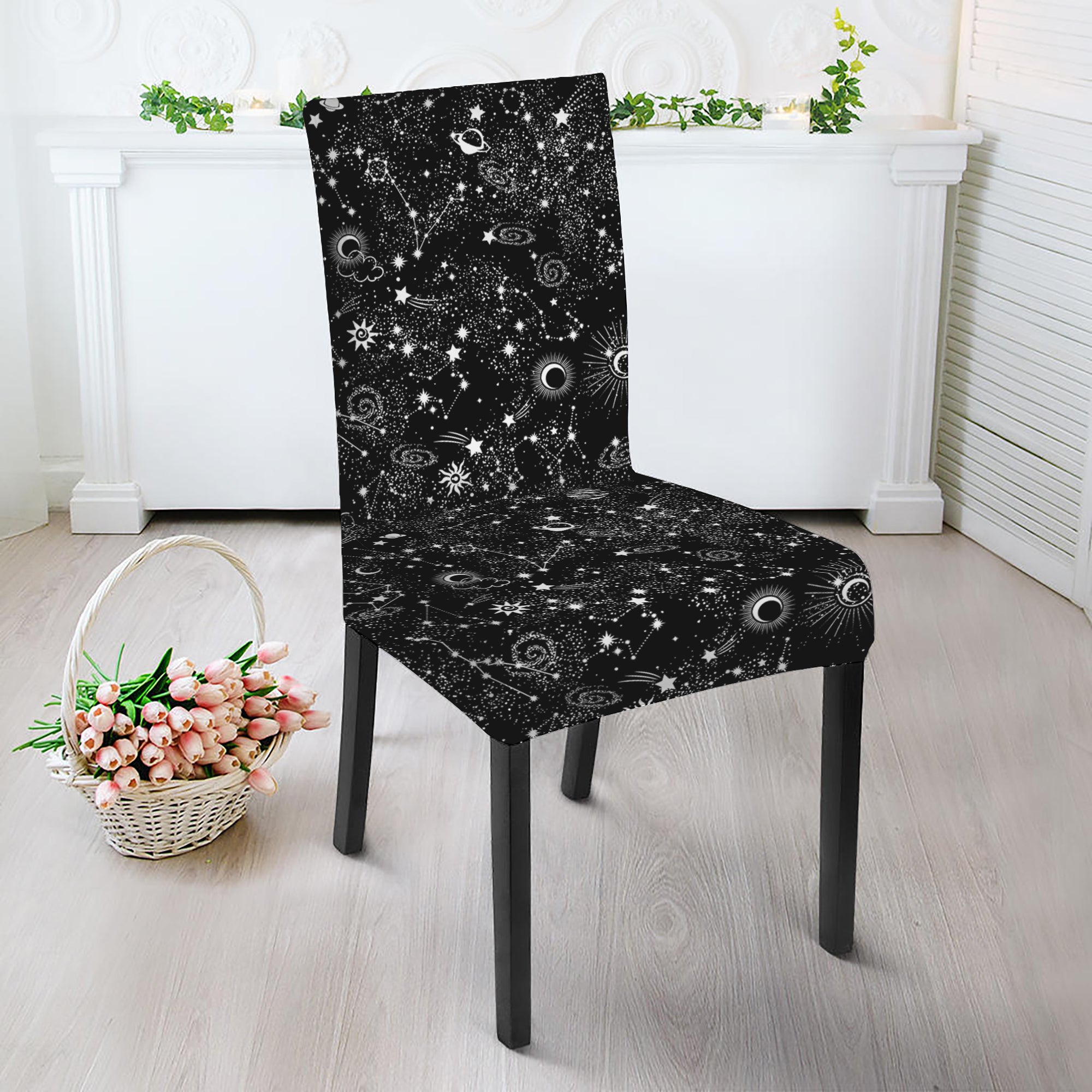 Constellation Galaxy Pattern Print Dining Chair Slipcover