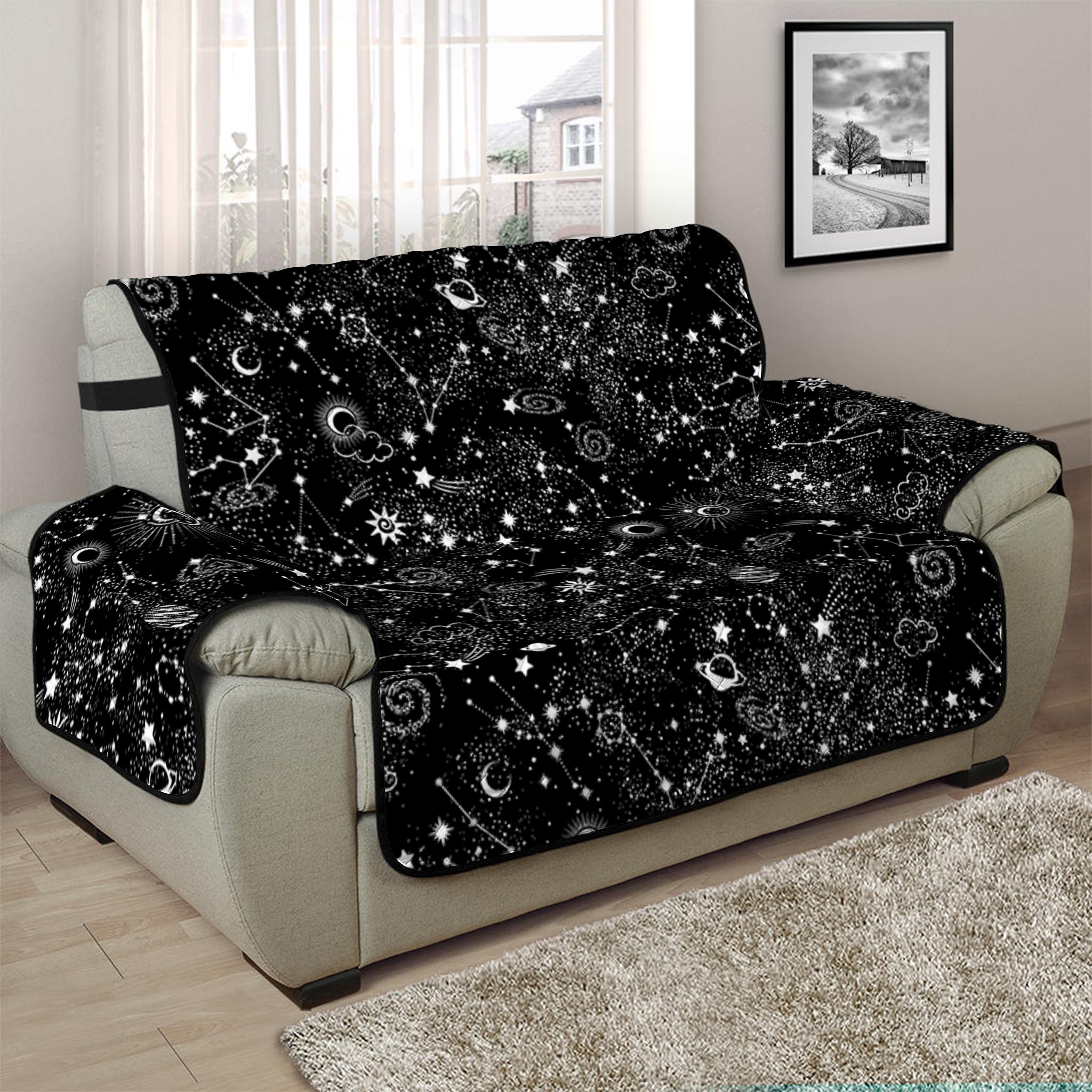 Constellation Galaxy Pattern Print Half Sofa Protector