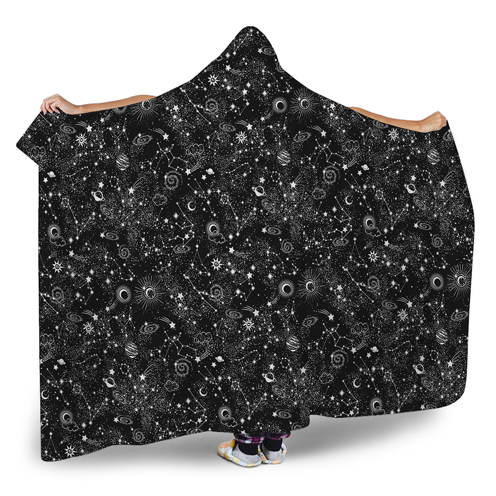 Constellation Galaxy Pattern Print Hooded Blanket