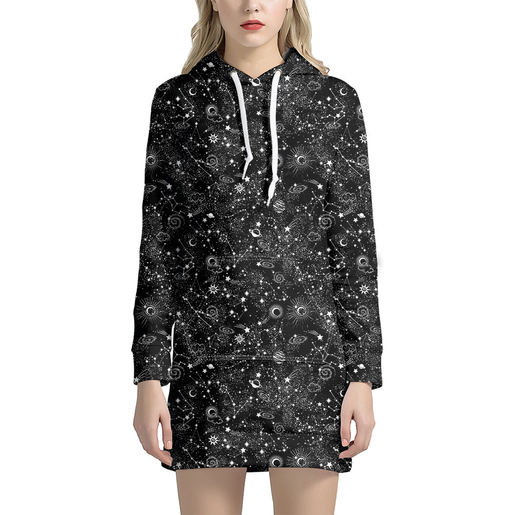 Constellation Galaxy Pattern Print Hoodie Dress