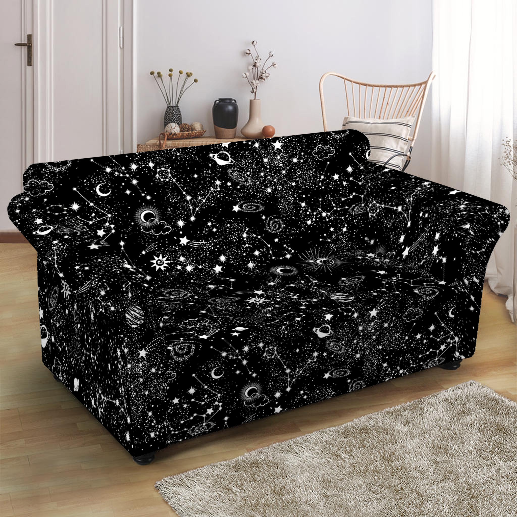 Constellation Galaxy Pattern Print Loveseat Slipcover