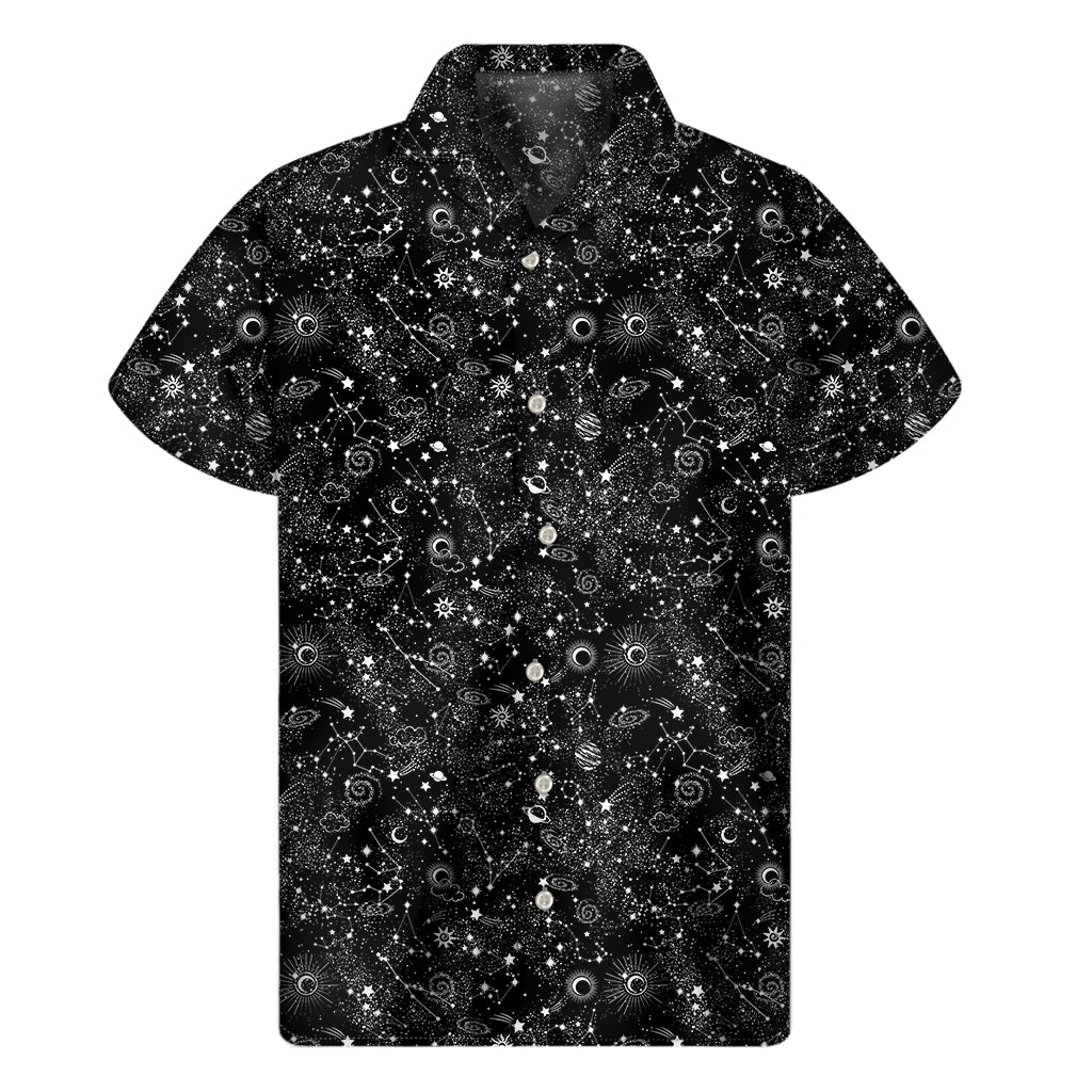 Constellation Galaxy Pattern Print Men's Short Sleeve Shirt