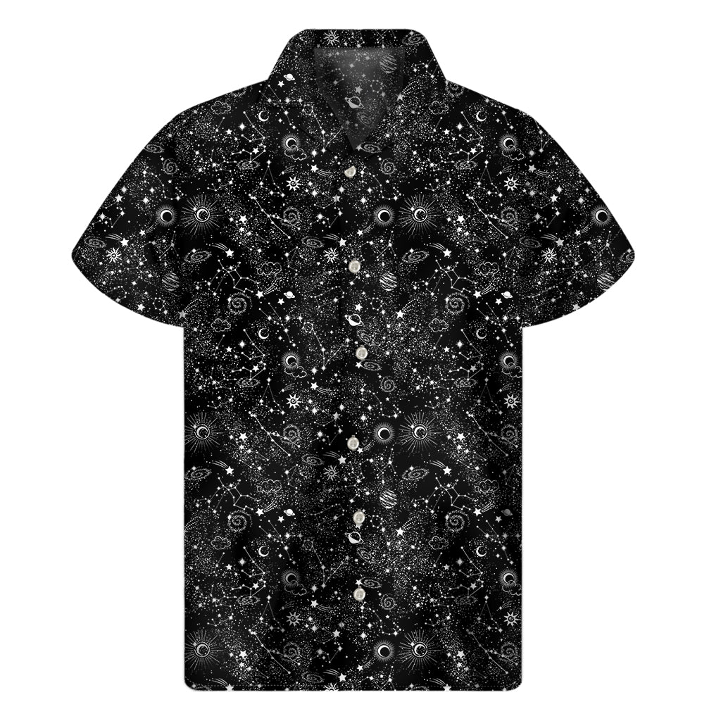 Constellation Galaxy Pattern Print Men's Short Sleeve Shirt