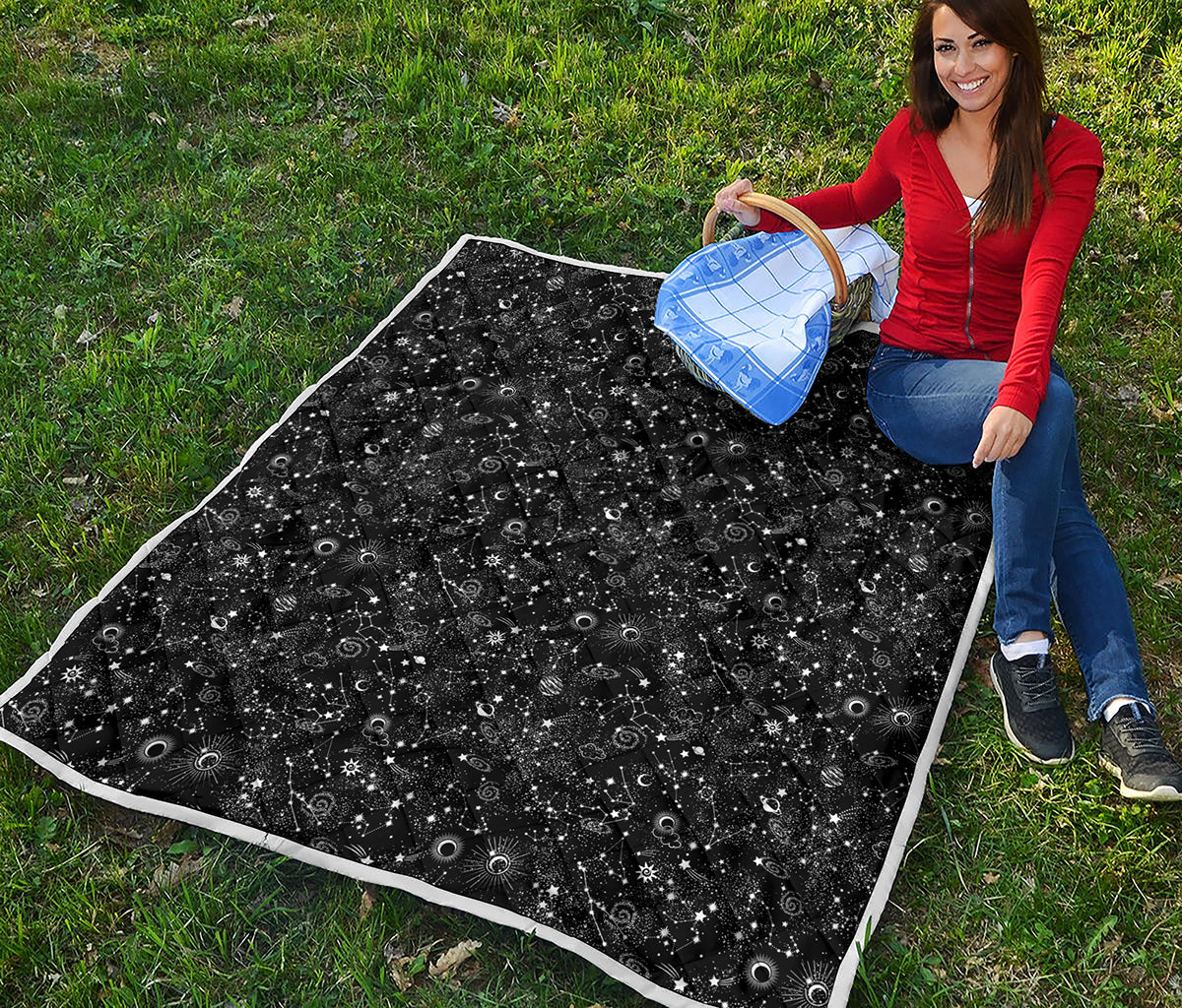 Constellation Galaxy Pattern Print Quilt