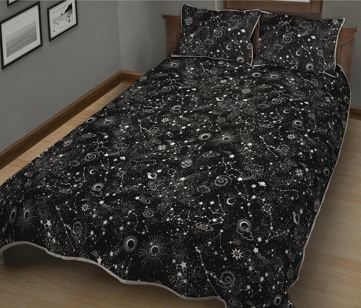 Constellation Galaxy Pattern Print Quilt Bed Set