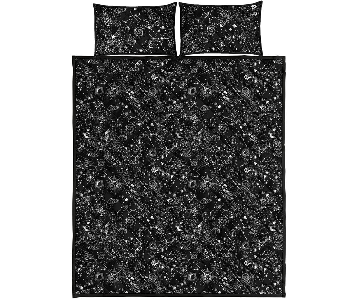 Constellation Galaxy Pattern Print Quilt Bed Set