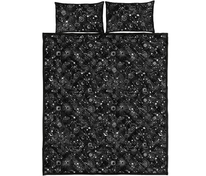 Constellation Galaxy Pattern Print Quilt Bed Set