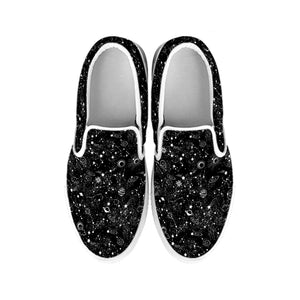 Constellation Galaxy Pattern Print White Slip On Shoes