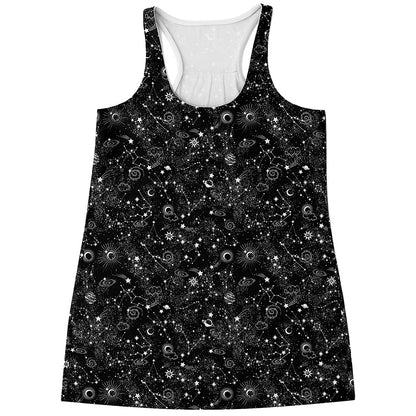 Constellation Galaxy Pattern Print Women's Racerback Tank Top