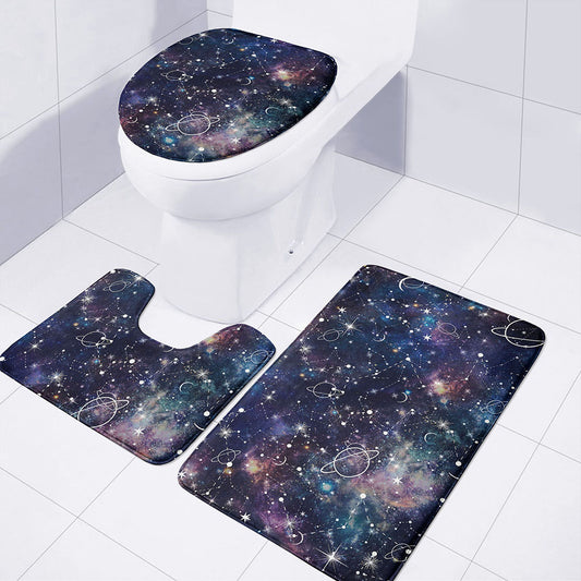 Constellation Galaxy Space Print 3 Piece Bath Mat Set