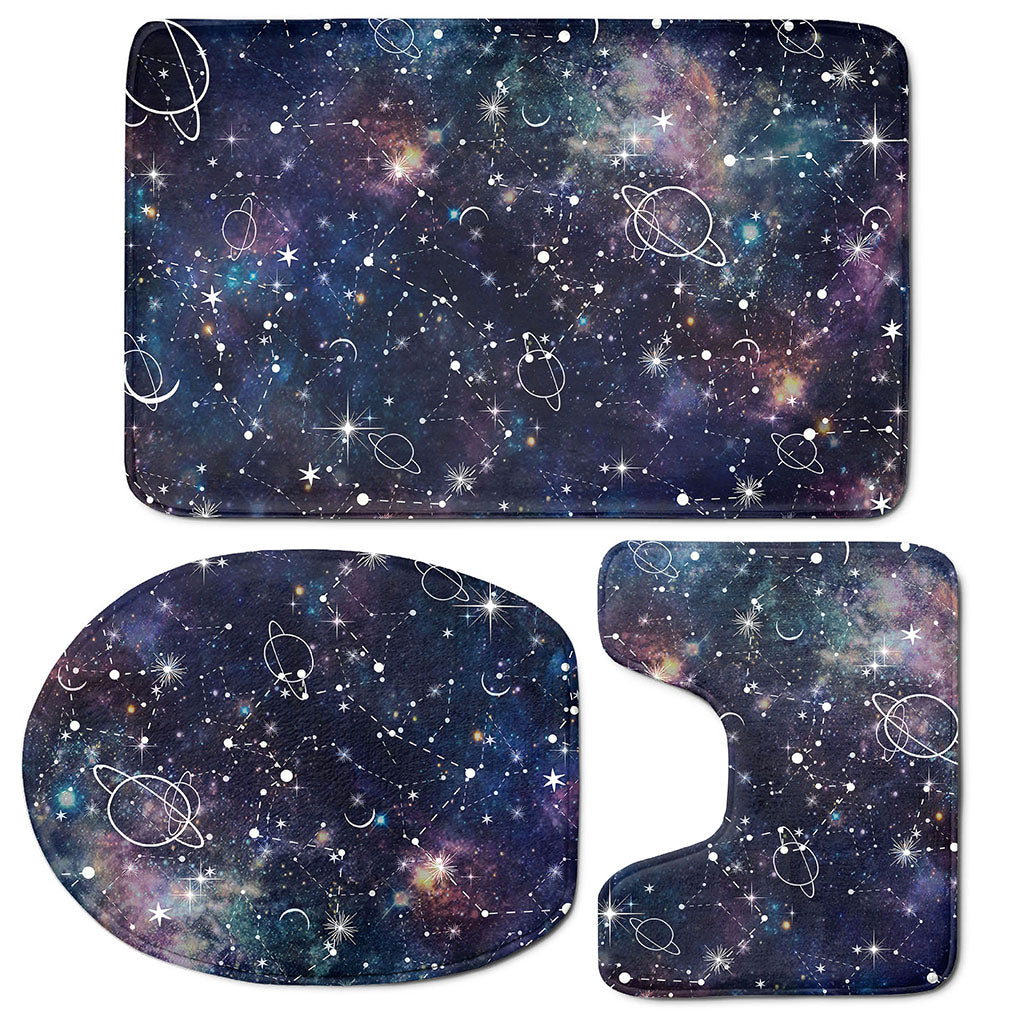 Constellation Galaxy Space Print 3 Piece Bath Mat Set