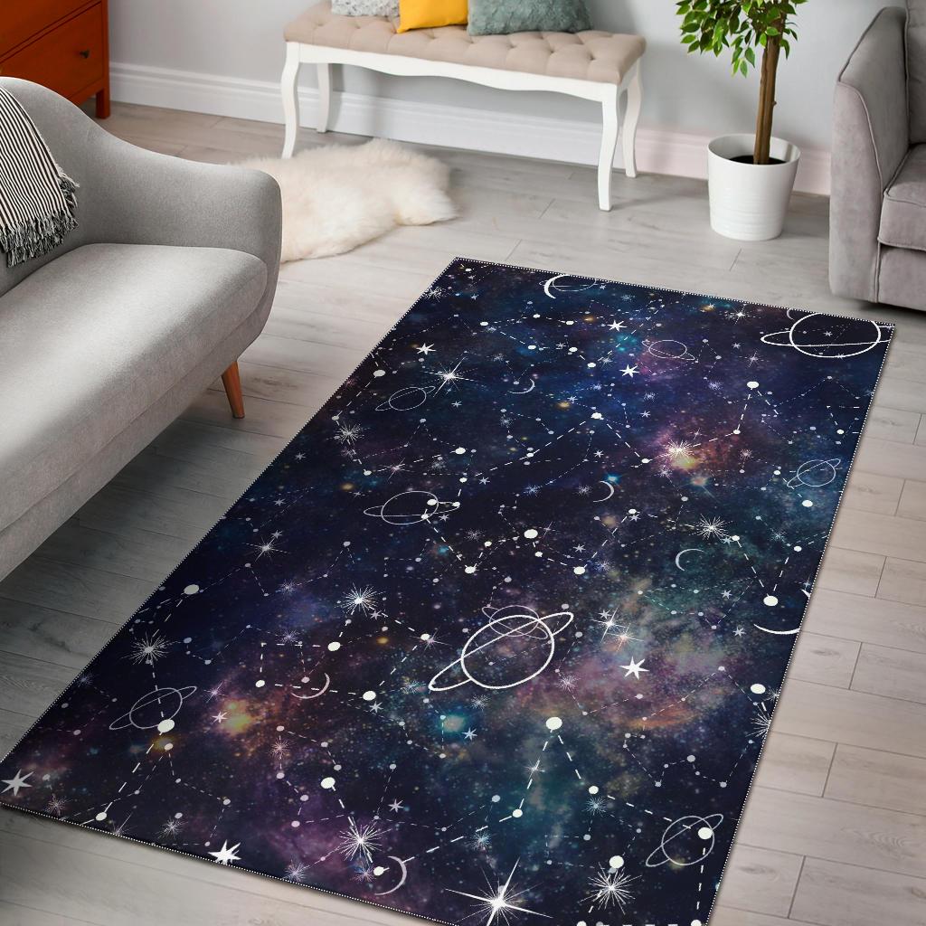 Constellation Galaxy Space Print Area Rug GearFrost