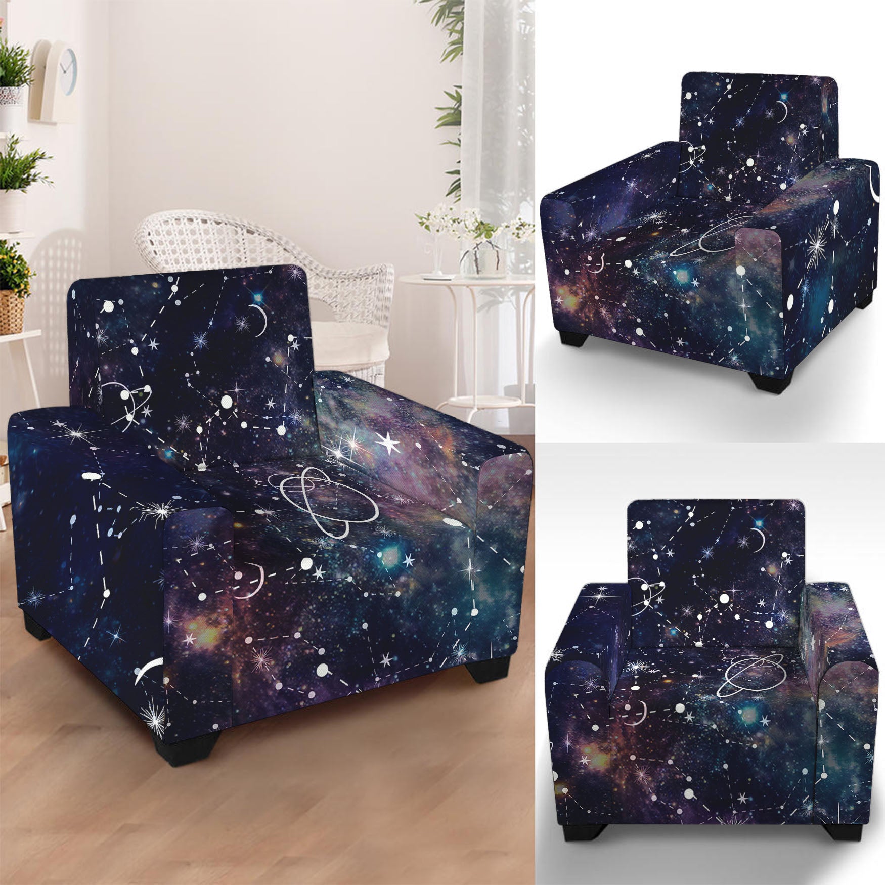 Constellation Galaxy Space Print Armchair Slipcover