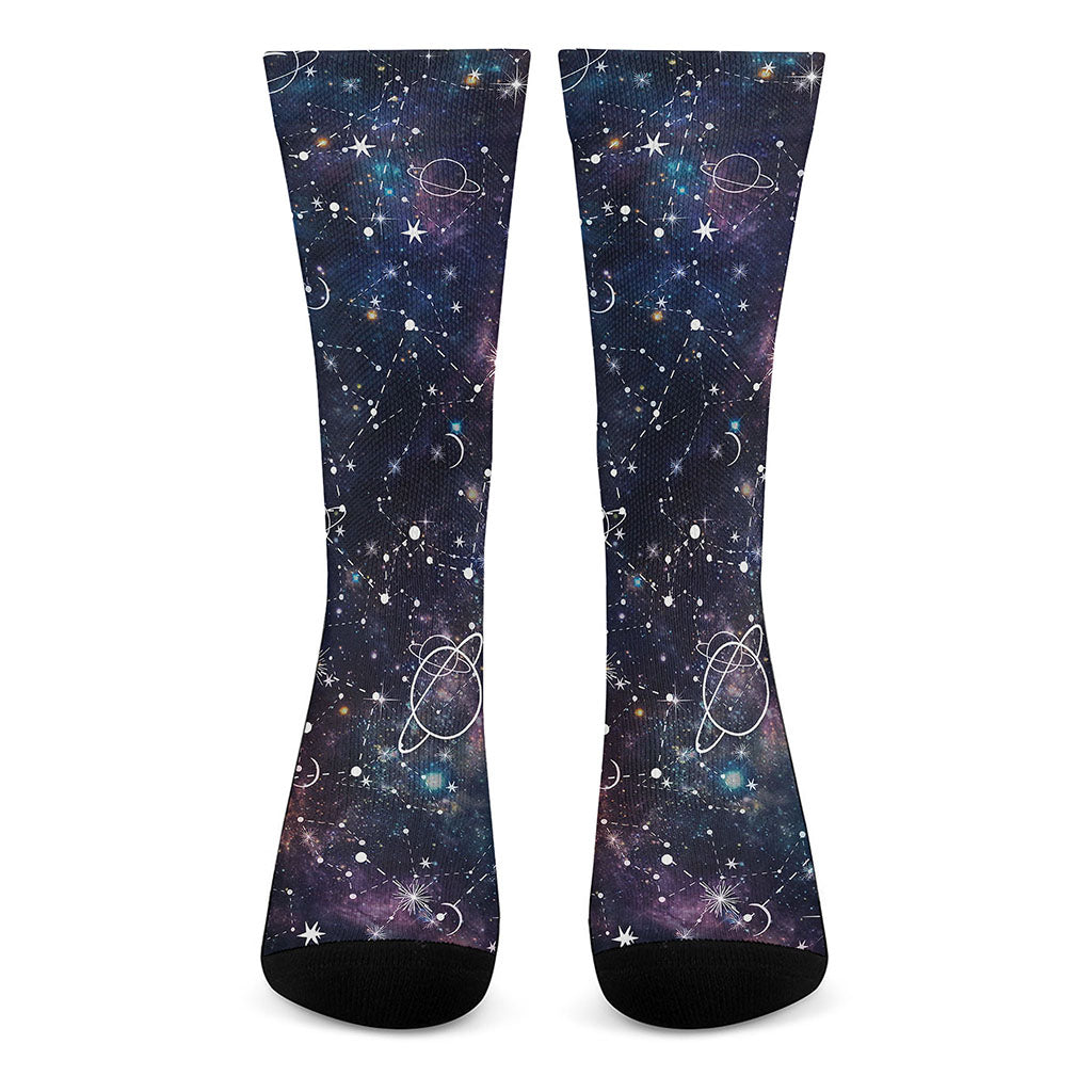 Constellation Galaxy Space Print Crew Socks