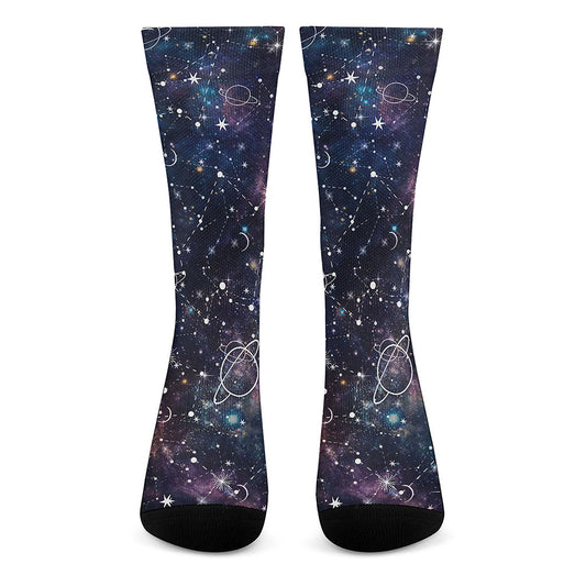 Constellation Galaxy Space Print Crew Socks