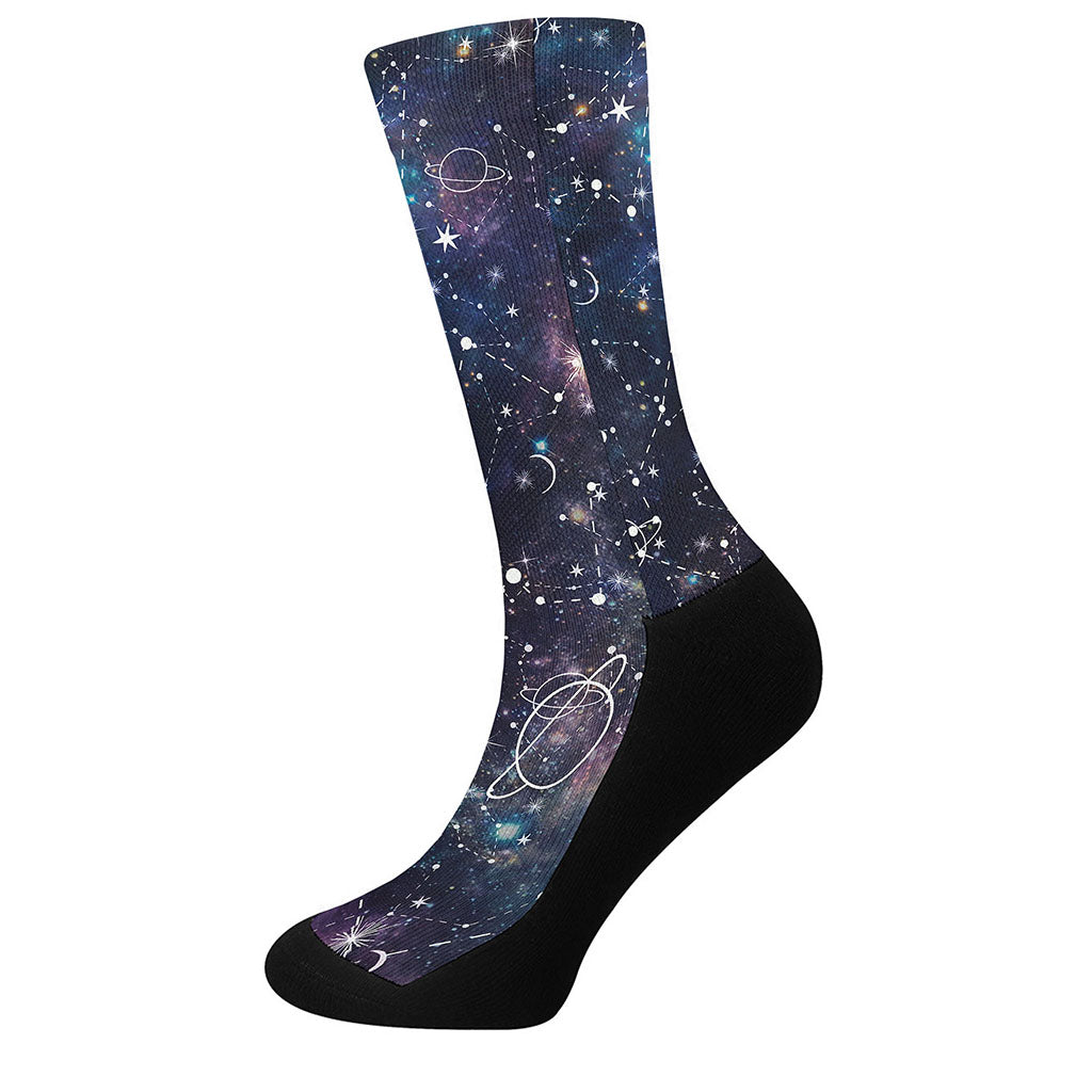 Constellation Galaxy Space Print Crew Socks