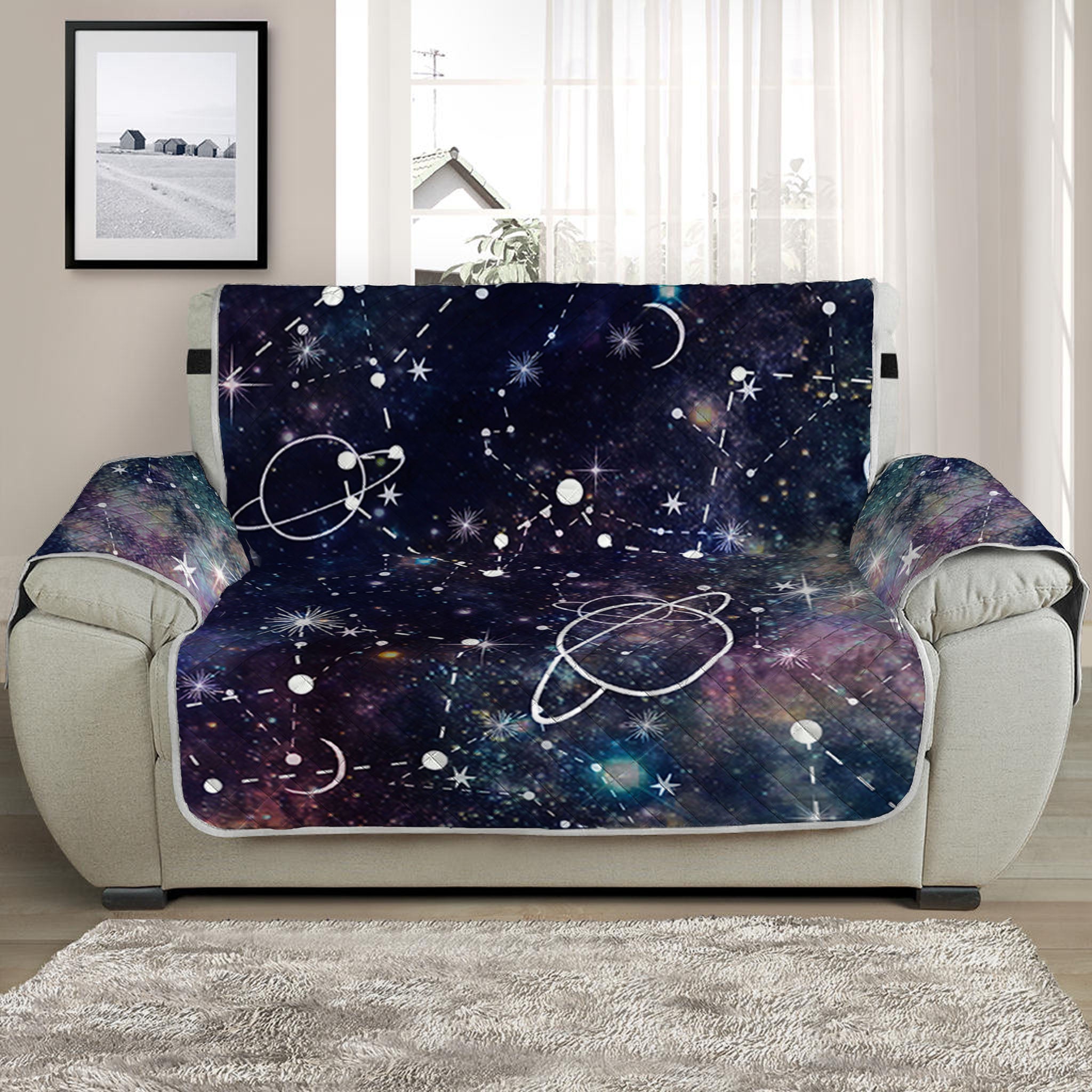 Constellation Galaxy Space Print Half Sofa Protector