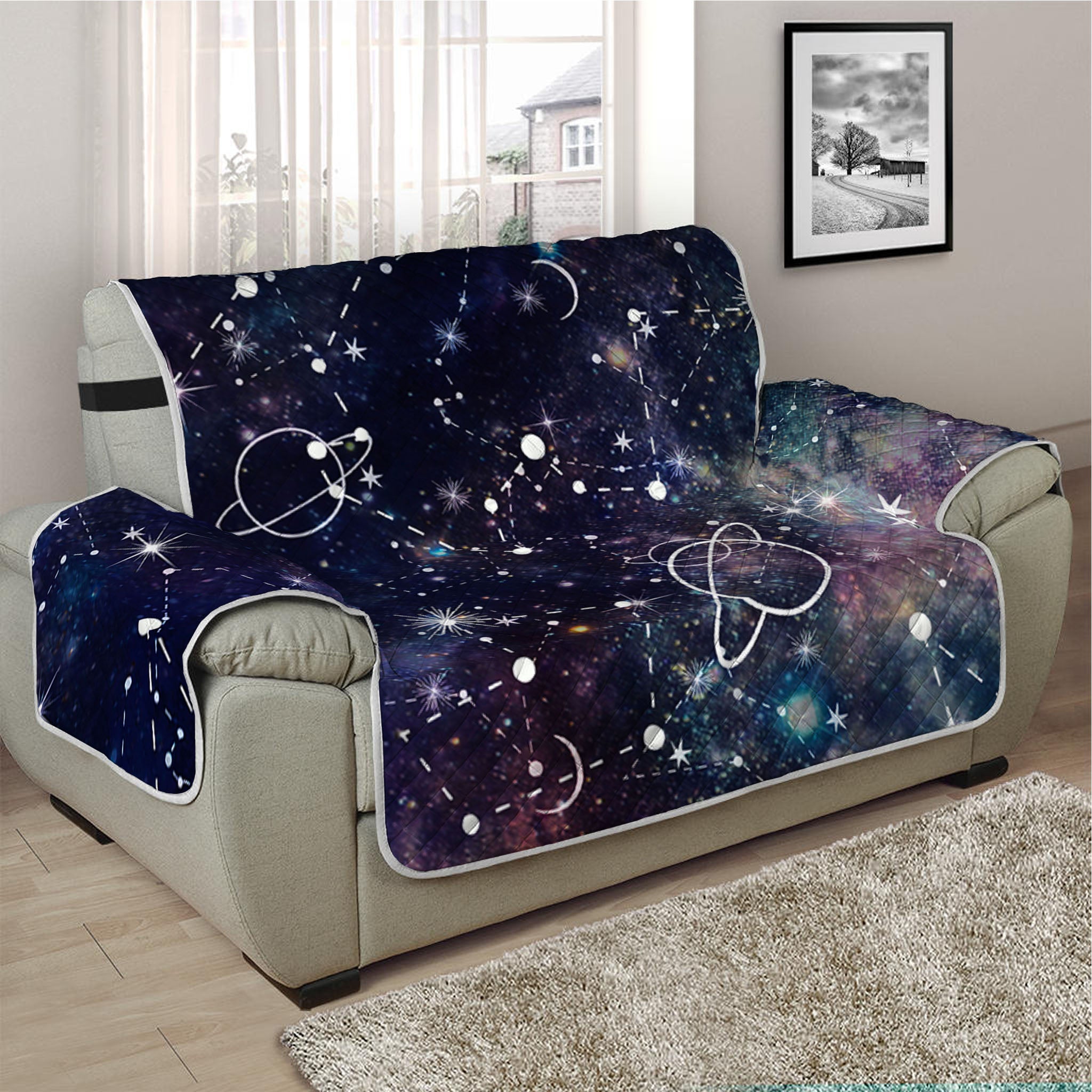 Constellation Galaxy Space Print Half Sofa Protector