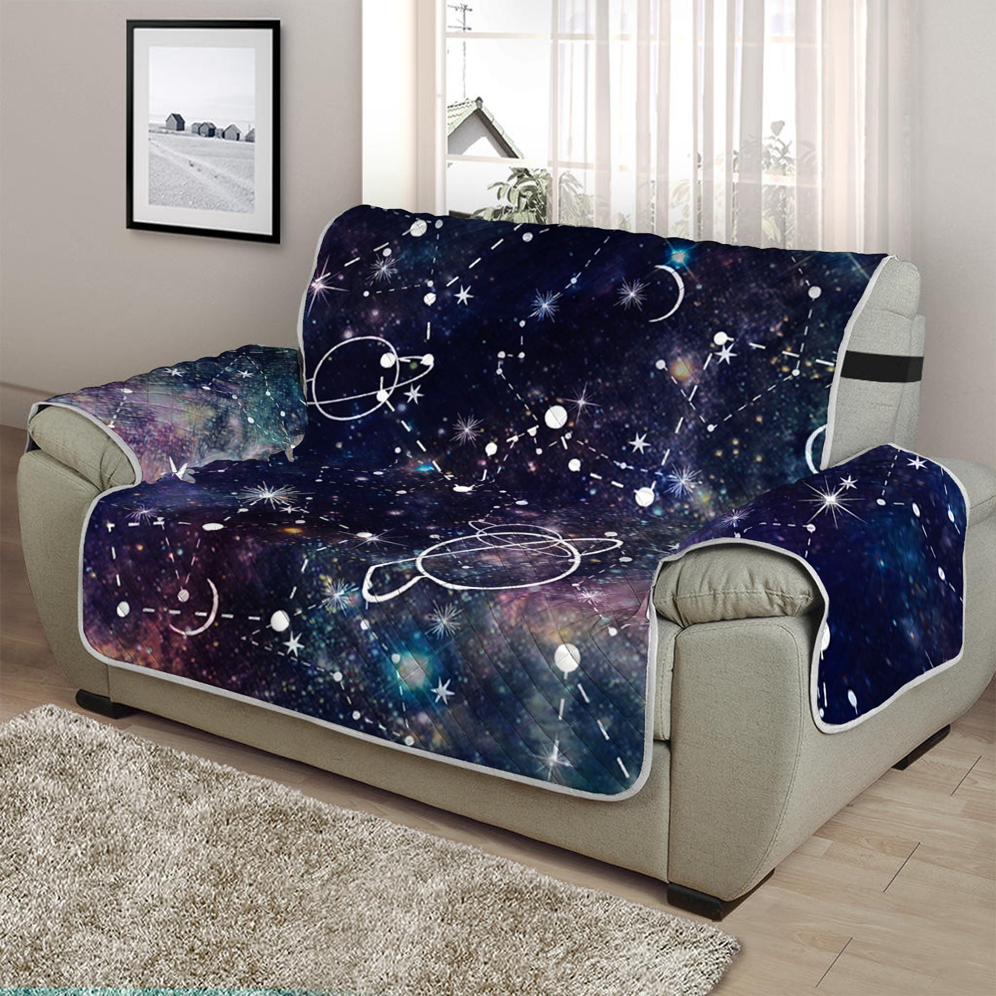 Constellation Galaxy Space Print Half Sofa Protector