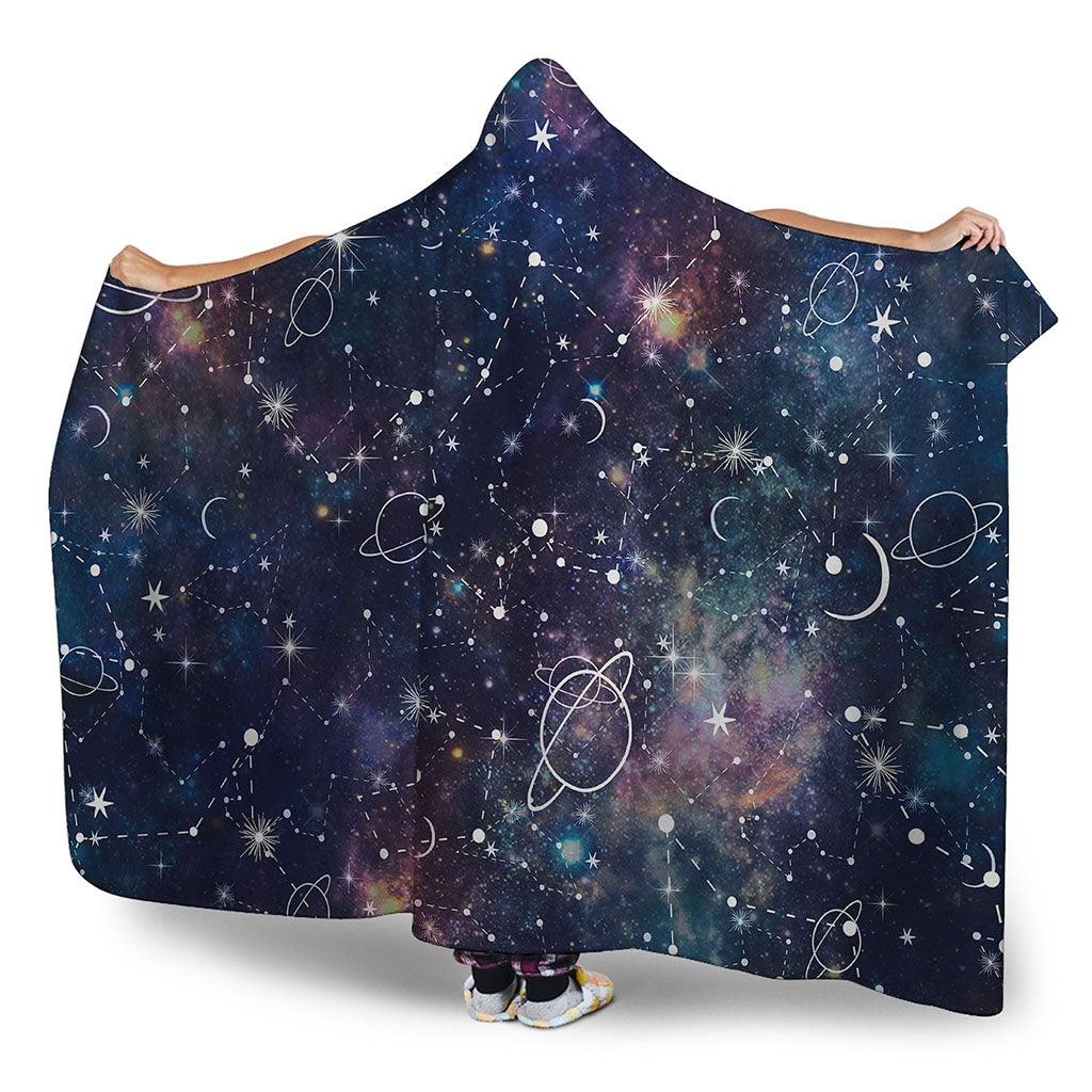 Constellation Galaxy Space Print Hooded Blanket