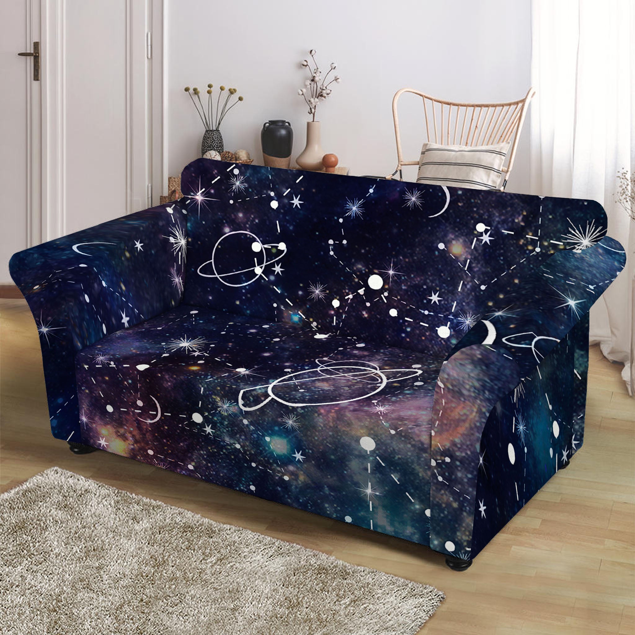 Constellation Galaxy Space Print Loveseat Slipcover