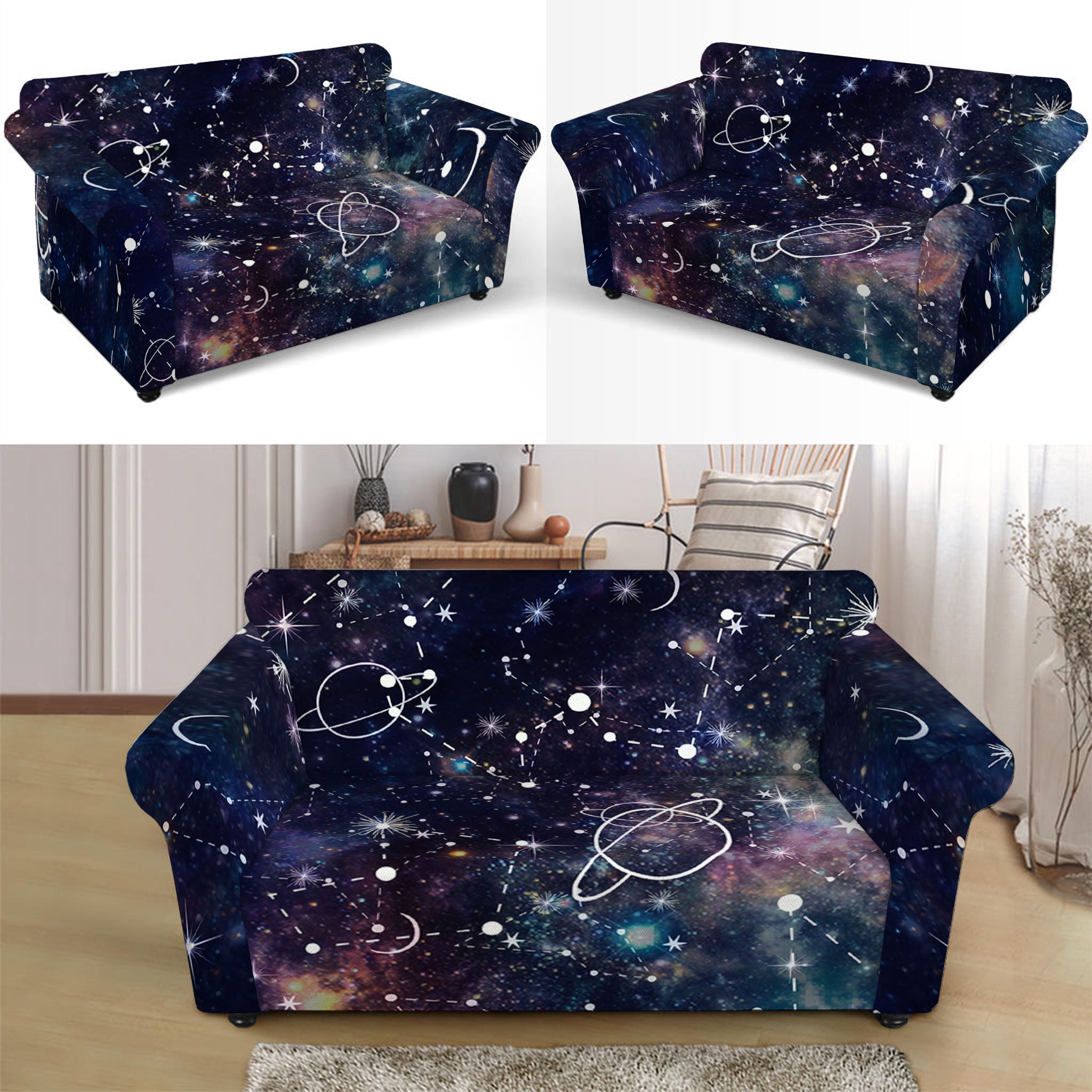 Constellation Galaxy Space Print Loveseat Slipcover