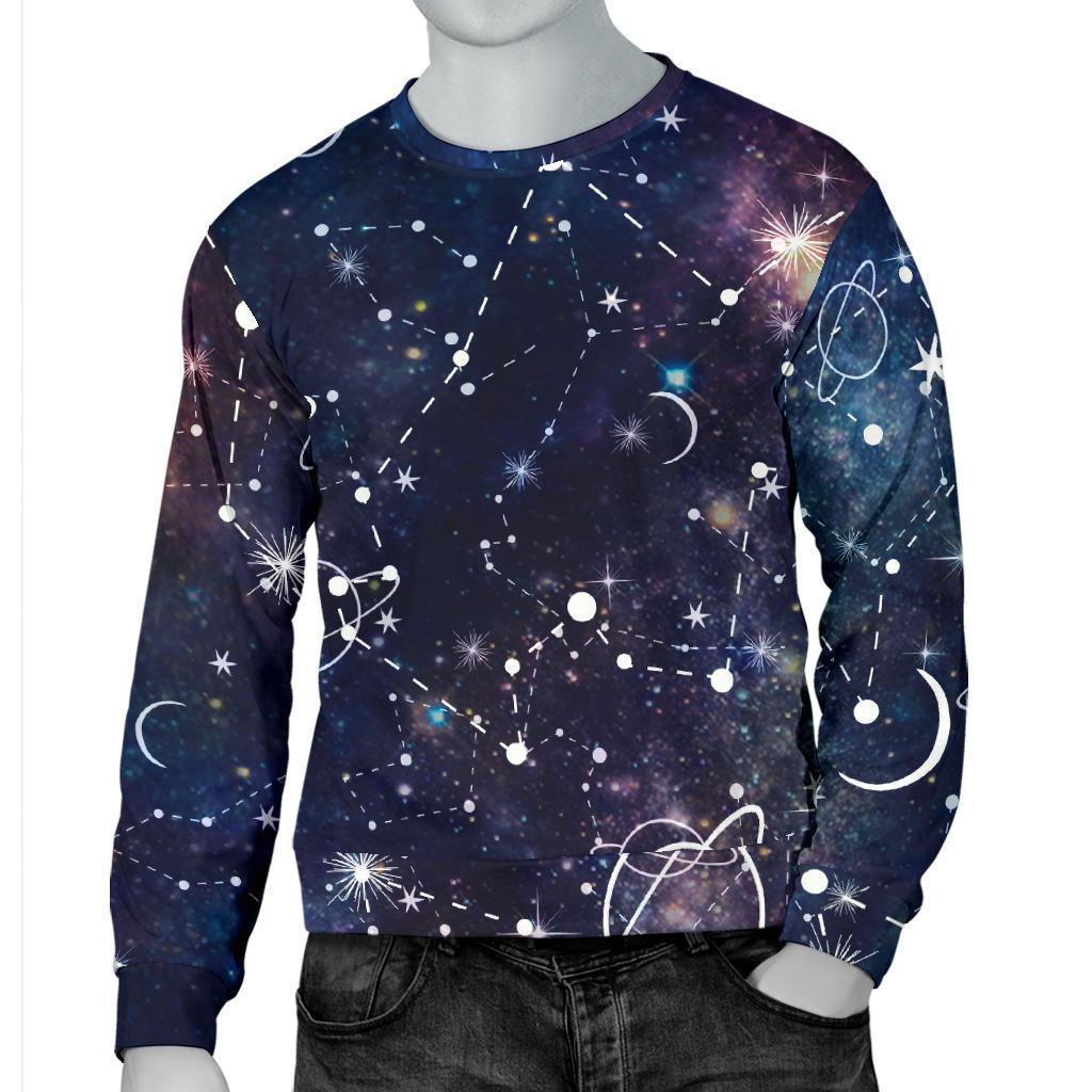 Constellation Galaxy Space Print Men's Crewneck Sweatshirt GearFrost